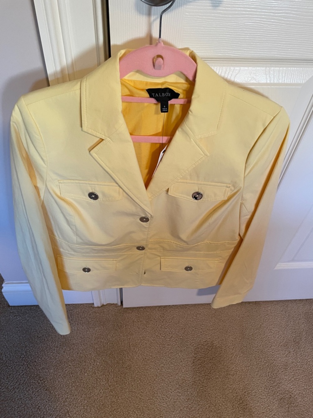 Talbots Pale Yellow Button-Front Blazer new with tags
